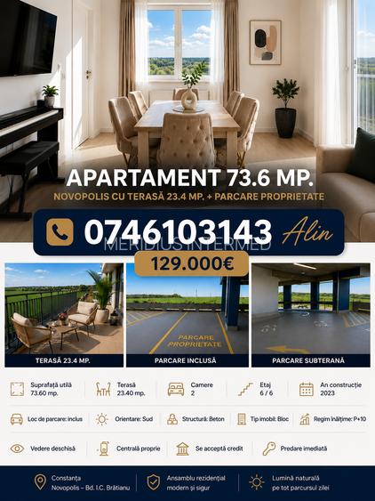 Apartament 73.6 mp. Novopolis cu terasă 23.4 mp. + parcare proprietate - 21