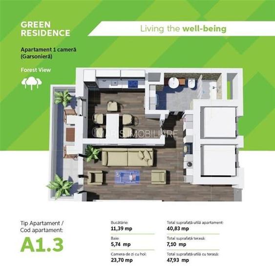 Apartamente cu 1 camere Tudor - Green Residence amenajate. - 4