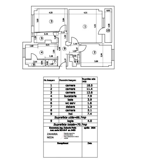 Apartament 3 camere decomandat , 2 gr sanitare, 71 mp, bloc reabilitat - 1