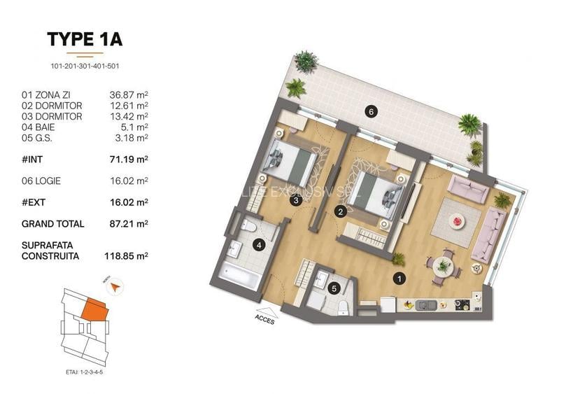 Tomis Plus - Celine Elegance - Vânzare apartament cu 3 camere, etaj 4. - 2