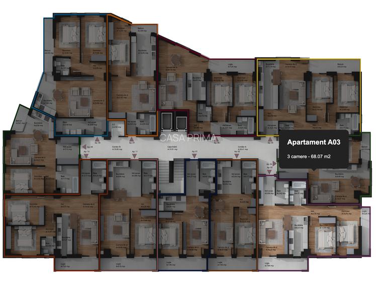 Ap. 3 camere, 2 bai, bucatarie separata, balcon, 83m,decomandat! - 5