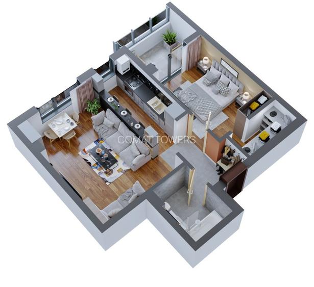 Finalizat - Apartament 2 Camere | TIP 4 | 56mp | Complex Comat Towers - 3