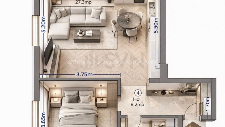 REA1024373 Apartament de 2 camere rond OMV Pipera - 2