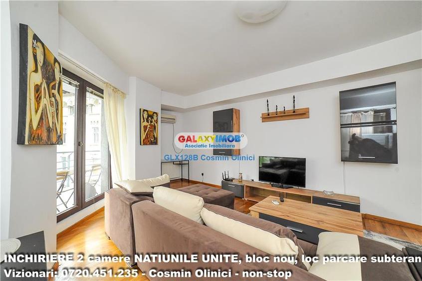 2 camere NATIUNILE UNITE, boc nou, parcare subterana, 8 minunte metrou