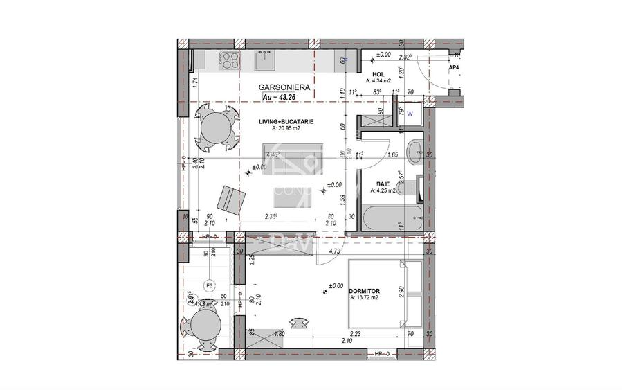 Direct dezv. - ap. 2 camere, la cheie, aer conditionat  - etaj 1 - 4