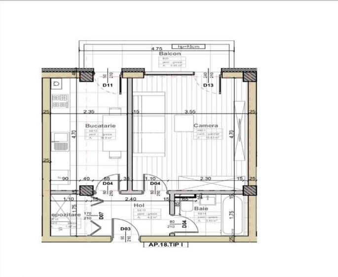 Apartament cu o camera, balcon, bucatarie separata - 2