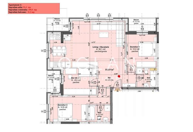 Apartament 4 camere 91 mp utili, 3 balcoane , Str. Doamna Stanca - 5