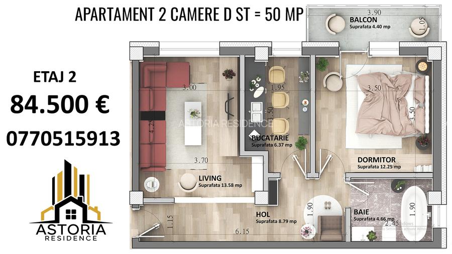 ASTORIA RESIDENCE - Apartament 2 camere D 50 mp  Lunca Cetatuii - 1