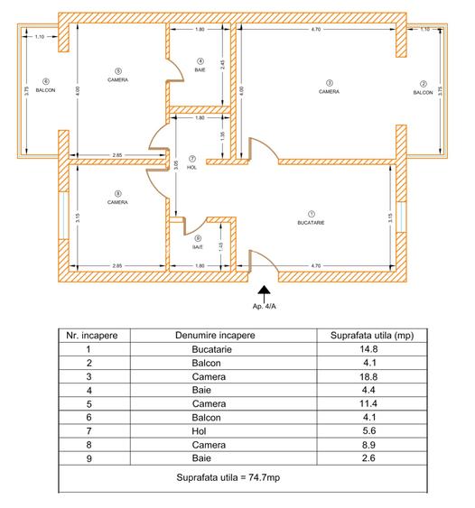 Apartament 3 camere decomandat etaj 1 zona Dambovita amenajat LUX mobilat utilat - 10