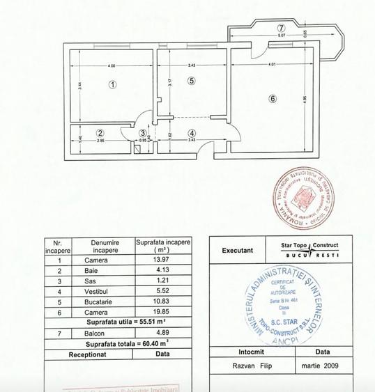 DE VÂNZARE  | 2  CAMERE | BLOC REABILITAT | CENTRALĂ PROPRIE | NERVA TRAIAN | - 1
