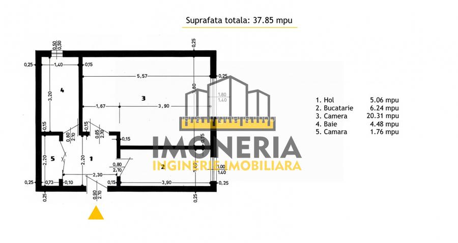 Garsoniera decomandata-0% comision-600m metrou C. Georgian- IOR 1.1 km - 1