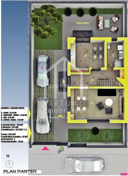 Duplex modern cu 4 camere, 115 mp utili, teren 250mp, Zona Selimbar - 1