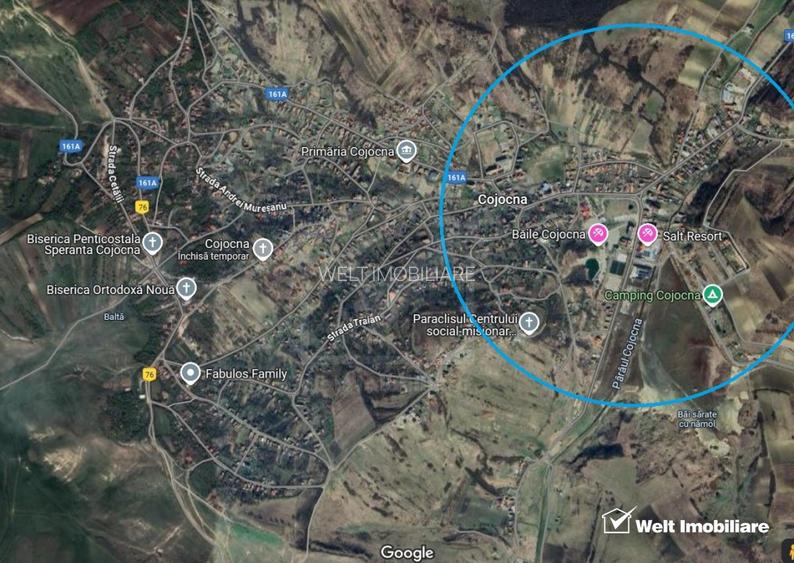 Cojocna, intravilan, 1600mp, priveliste peste bai, liniste aer curat - 2