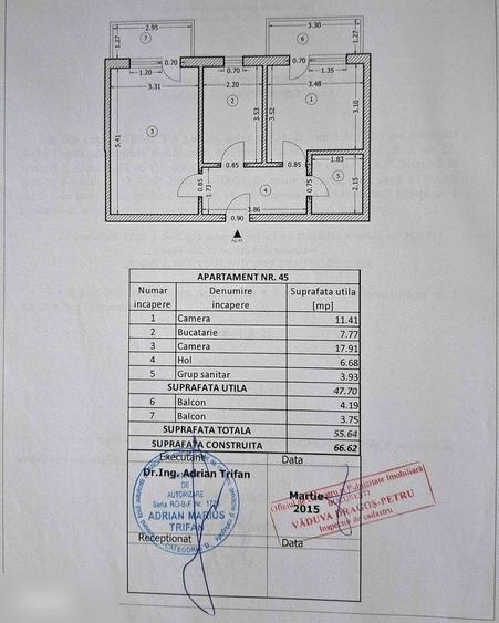 Vanzare Apartament 2 camere 55,64 mp, parcare inclusă, mobilat, 2 balcoane