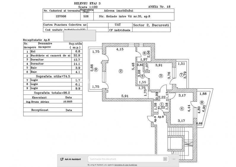 Apartament 3 camere, 97 MP, 2 BAI, 0% Comision, Doamna Ghica - H35 - 1