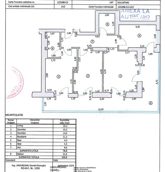 Vanzare 3 camere Cortina North 79 mp utili si 31 mp terasa + parcare subterana - 19