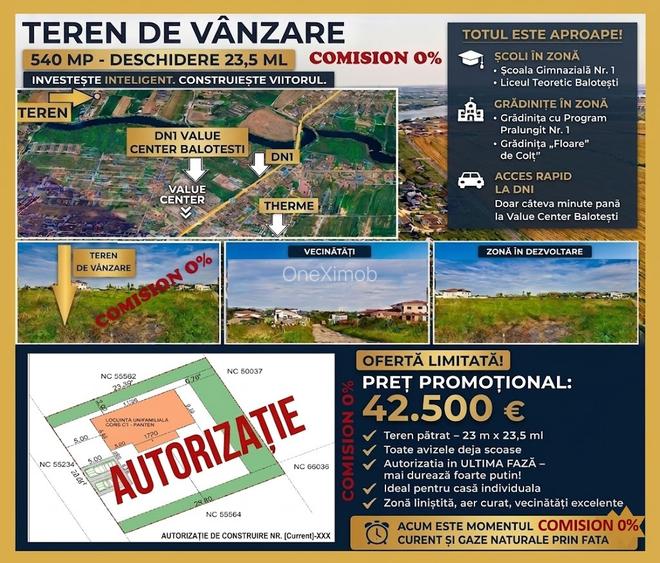 Teren 540 mp Balotești/Corbeanca | Proiect + Avize | Autorizație în curs - 2
