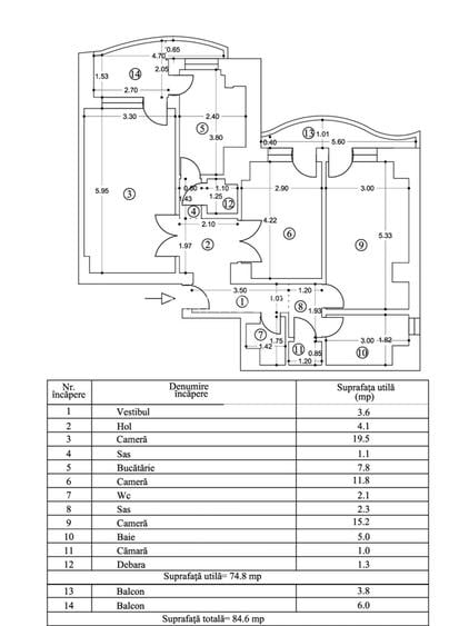 APARTAMENT 3 CAMERE 2/7 BLOC 1995 MONOLIT VEDRE bULEVARDUL UNIRII ORIENTARE SUD - 7