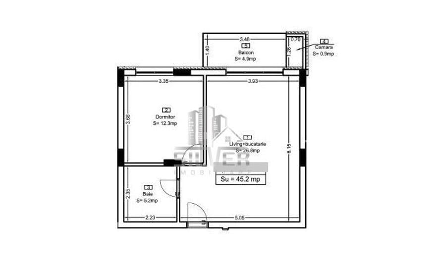 Apartament cu 2 camere/45.2 mp/CF/imobil calitativ. - 6