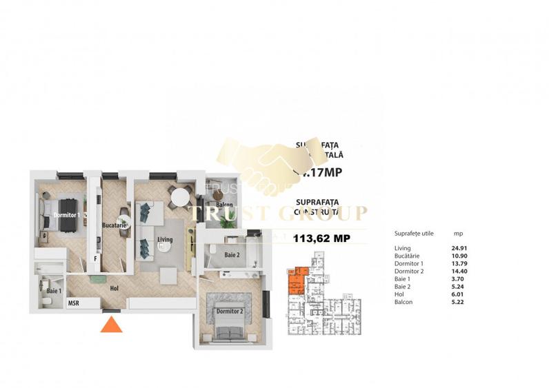 Apartament 3 camere Politehnica Novum-Vedere in parc - Loc de parcare - 19