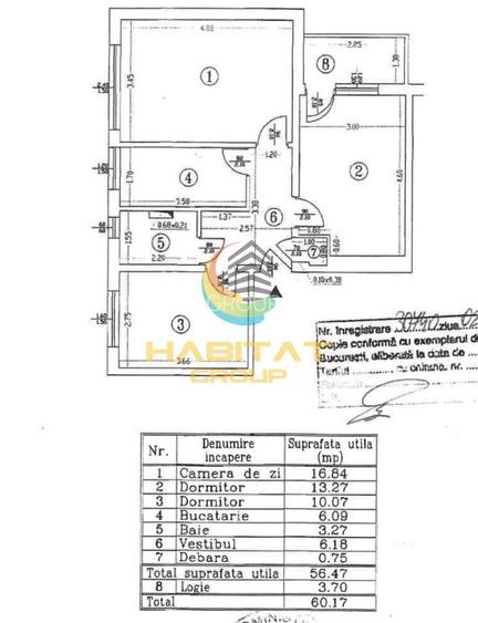 Apartament Decomandat De 3 Camere 60.17mp Strada Covasna - 1