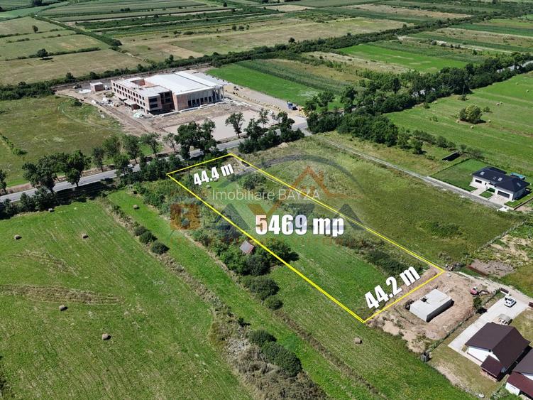 Teren intravilan - 5.469 mp, cu deschidere 44.4 m la DN1C - Cicârlău, Maramu - 2
