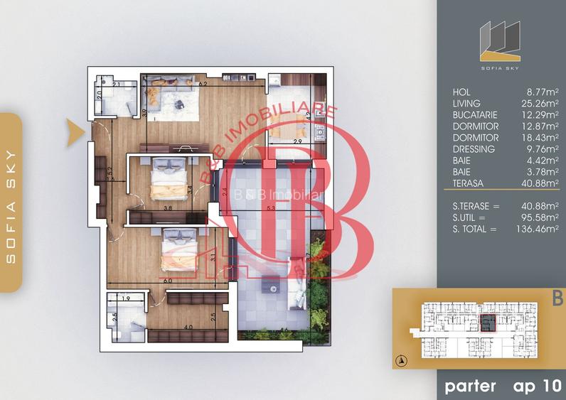 3 camere cu dressing si terasa 41mp 7min Metrou N. Teclu - 1