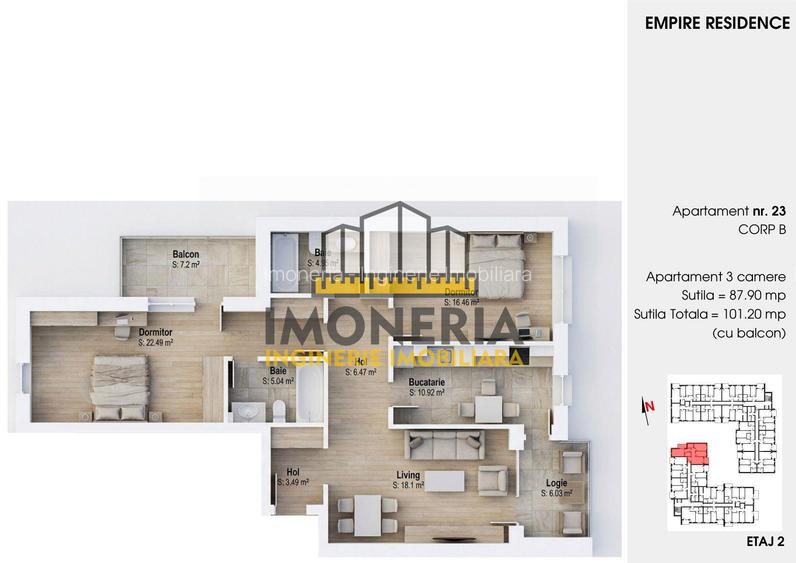 Empire Tornadei 2 – Comision 0% – 3 camere spatioase, imobil premium - 7