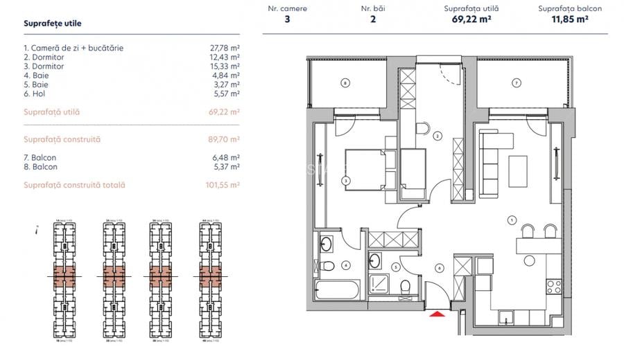 Apartament 3 Camere -Tip 3 H / Hils Nord - Pipera - Autostrada A 3  Comision 0% - 7