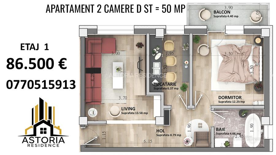 ASTORIA RESIDENCE - Apartament 2 camere D 50 mp  et 1 Lunca Cetatuii - 1
