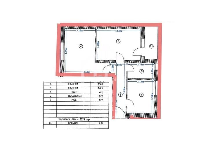Ap. cu 2 camere, 52mp utili, etaj 1/4, bloc cu lift, Car. Tineretului - 1