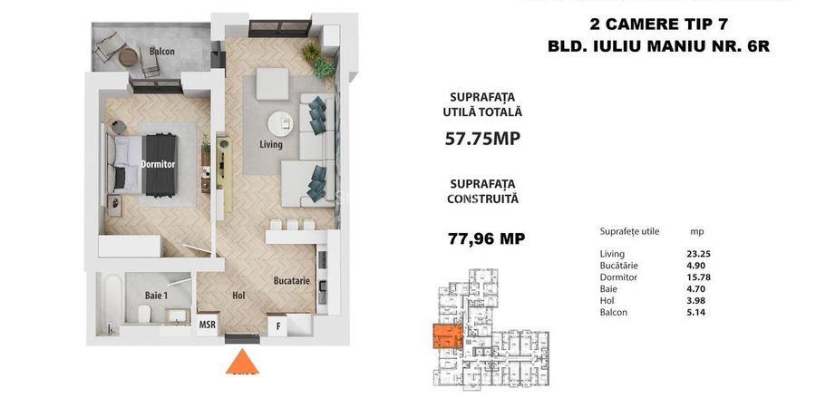 Novum Politehnica | Apartament 2 Camere | 5 min Metrou Politehnica | Încălzire î - 12