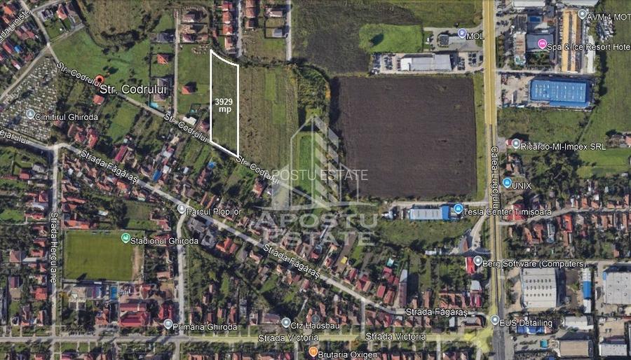 Teren 3929 mp,  ideal investitii, langa Timisoara, Ghiroda. - 2