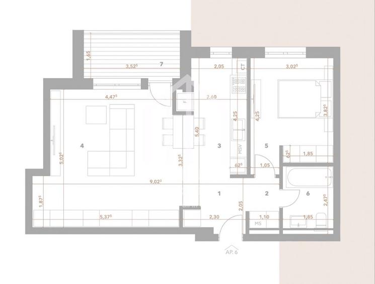 Apartament 2 camere de vanzare in Sibiu - 58.69 mp + logie - Turnisor - 4