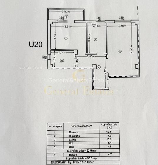 Vânzare apartament cu 2 camere, 53 m.p. - Gata de intrare. - 39