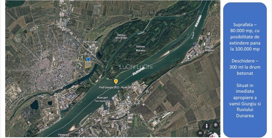   Teren intravilan industrial de închiriat – Vama Giurgiu – 80.000 mp +clădire  - 2