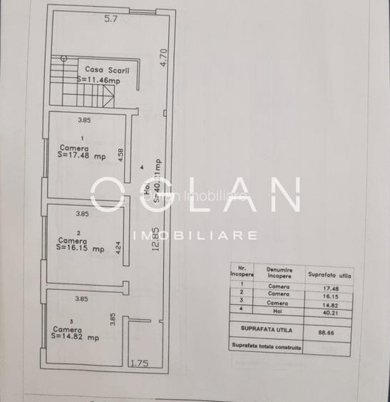 Apartament 3 camere, 88 mp utili, etaj 1, zona Turnisor - 5