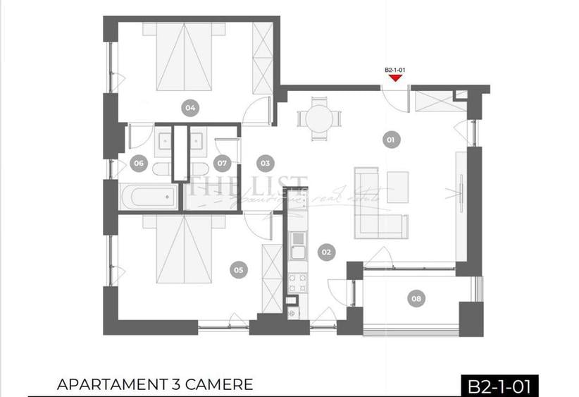 Apartament 3 Camere – Sector 1, Zona Mall Colosseum (Bloc Nou, Etaj 3 4, bloc cu - 3