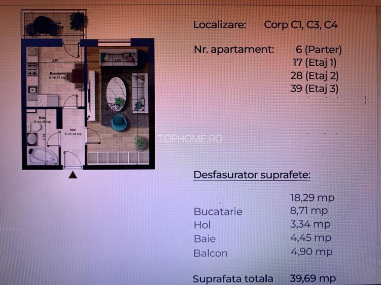 Garsoniera decomandata, bloc nou, metrou Berceni - 5 min. - 2