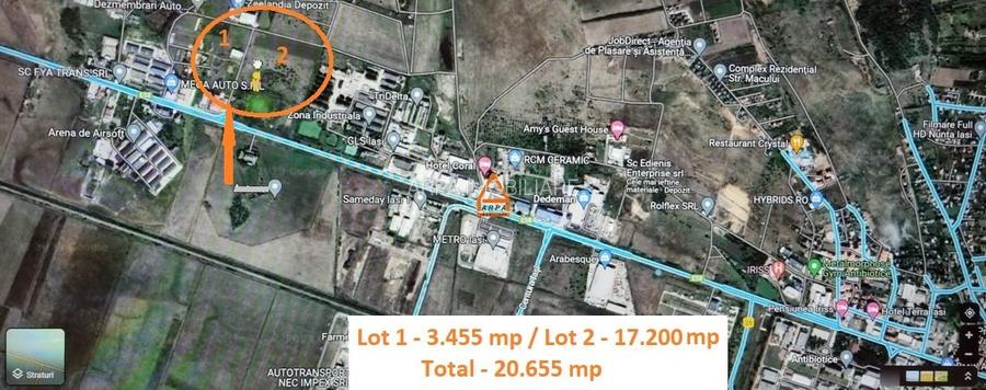 Teren intravilan industrial - 3455 mp - 20655 mp , Zona Metro , E 58 - Miroslava - 2