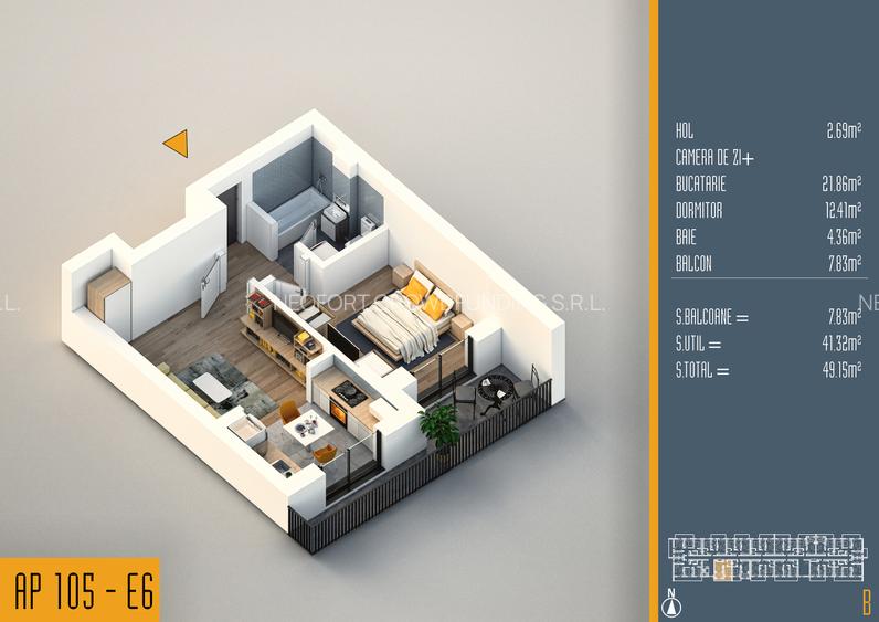 Neofort 84- Studio modern ideal pentru investitie, bloc nou Pallady, - 18