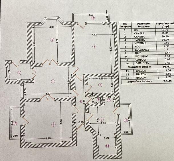 Un superb apartament 3 camere zona centrala - 16