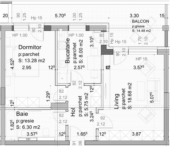 2 camere, 52 mp + min. 14 mp balcon, TVA inclus 21%, iunie 2027 predare - 1