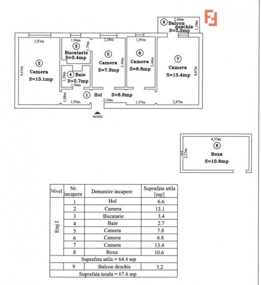Apartament 4 camere, etaj 1, centrala proprie, zona Dacia - 9