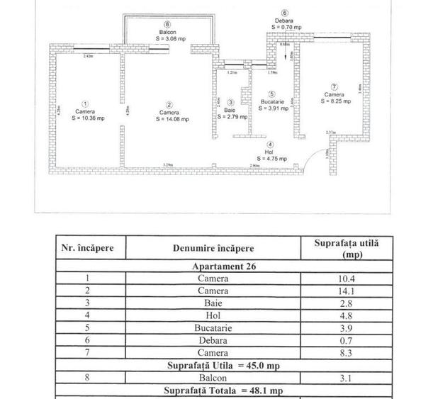 Apartament 3 camere, etaj 1, balcon închis – Aleea Șteaza - 1