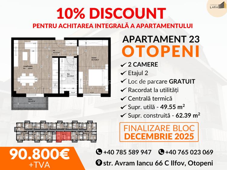 Apartament 3 camere OTOPENI PROIECT FINALIZARE IN PRIMAVARA. Direct Dezvoltator! - 1