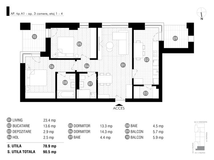 Antracit Coandă | Bucătărie închisă | Bloc boutique | Apartament 3 camere nou - 1