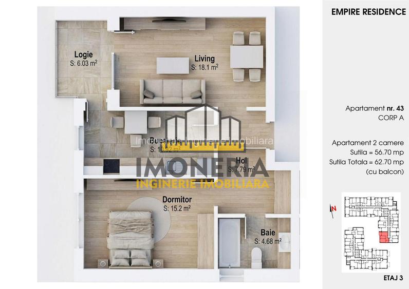 Empire Residence Tornadei 2 – Comision 0% – 2 camere spațioase, imobil premium - 19
