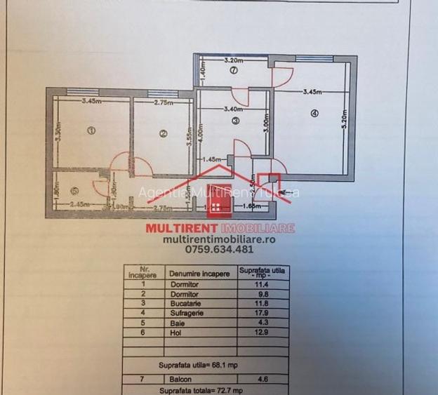 Apartament 3 camere 73 mp - decomandat cu loc de parcare ! - 14