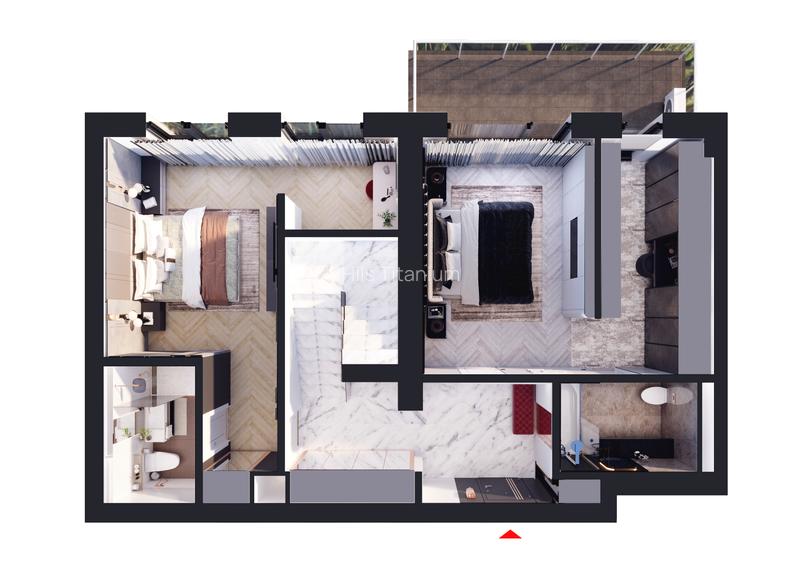 Duplex 4 camere tip 2 cu terasa | HILS Titanium Ansamblu rezidential nou - 2